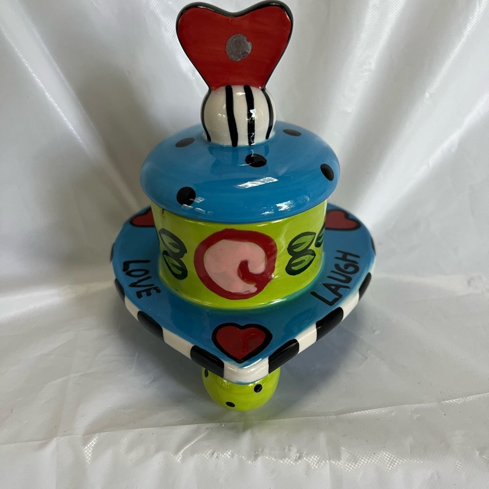 Live, Love, Laugh Trinket Box Whimsical Heart lid, 4X4